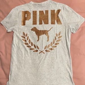 PINK KNIT SHORT SLEEVE PERFECT T-SHIRT (M)